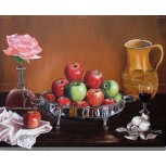 Bodegón de manzanas y ajos