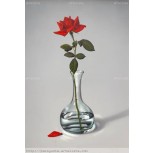 Jarrón de cristal con rosa roja (PY-JR07-R2)
