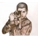 joven con su gato