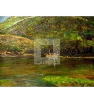 Barco en una cala en Tierra de Fuego