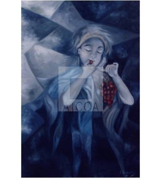 Niña con uvas