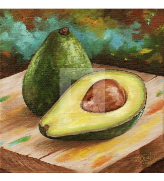Aguacates sobre madera
