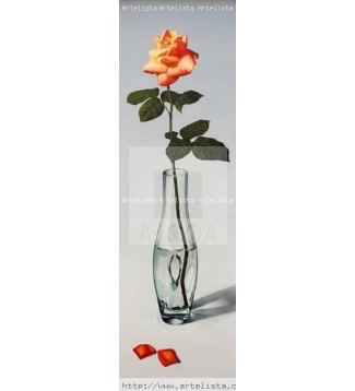 Jarrón de cristal con rosa naranja PY-0050
