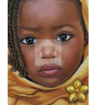 Niña africana con turbante amarillo