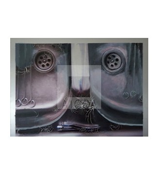 FOTO Y PINTURA : ROSTRO EN DESAGÜE
